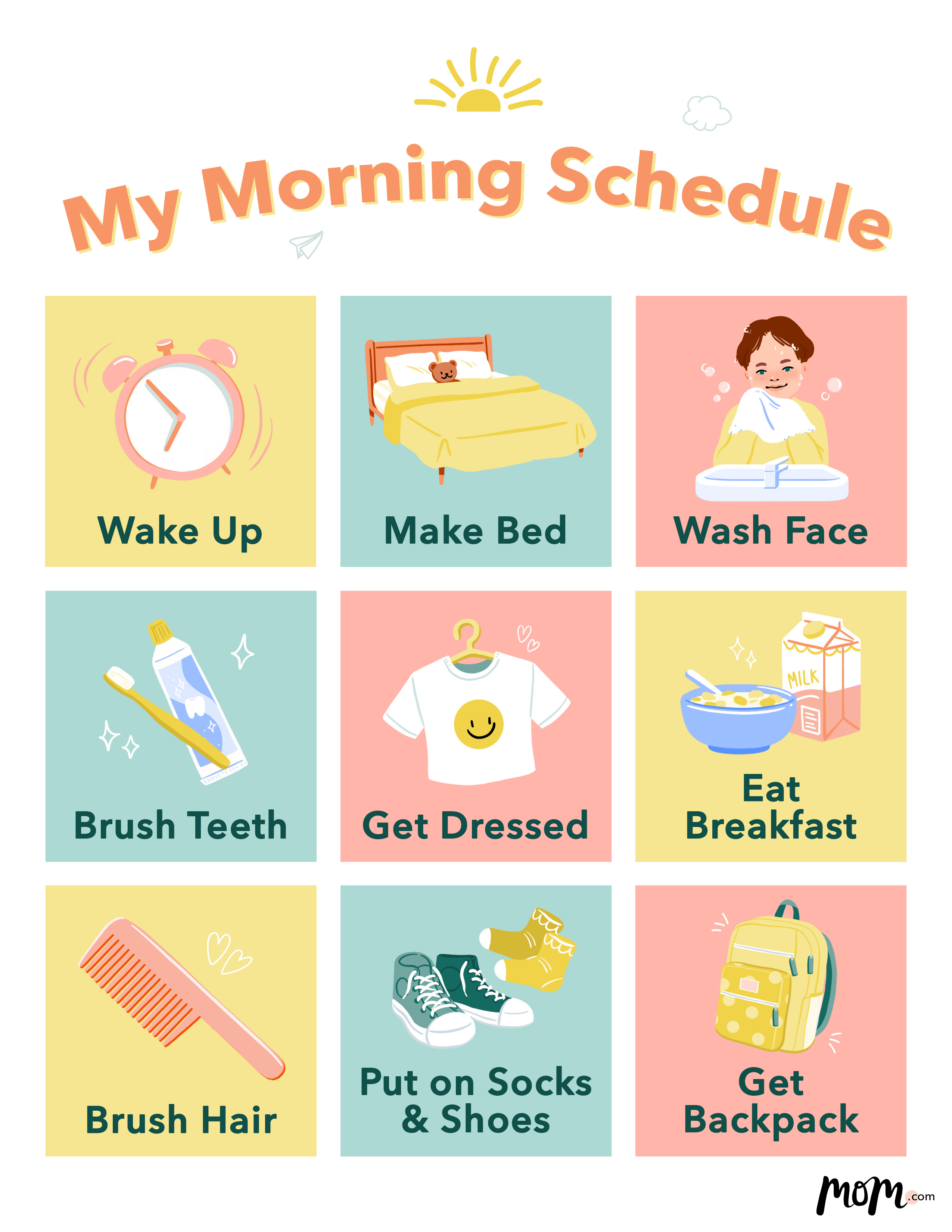 MC Morning Visual Schedule for Little Kids Printable0